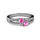 2 - Zaira Pink Sapphire with Side Diamonds Split Shank Ring 