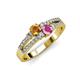 3 - Zaira Citrine and Pink Sapphire with Side Diamonds Split Shank Ring 