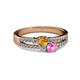 2 - Zaira Citrine and Pink Sapphire with Side Diamonds Split Shank Ring 