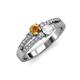 3 - Zaira Citrine and White Sapphire with Side Diamonds Split Shank Ring 