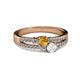 2 - Zaira Citrine and White Sapphire with Side Diamonds Split Shank Ring 