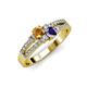 3 - Zaira Citrine and Iolite with Side Diamonds Split Shank Ring 