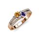 3 - Zaira Citrine and Iolite with Side Diamonds Split Shank Ring 