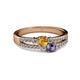 2 - Zaira Citrine and Iolite with Side Diamonds Split Shank Ring 