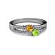 2 - Zaira Citrine and Peridot with Side Diamonds Split Shank Ring 