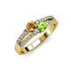 3 - Zaira Citrine and Peridot with Side Diamonds Split Shank Ring 