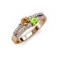 3 - Zaira Citrine and Peridot with Side Diamonds Split Shank Ring 