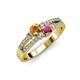 3 - Zaira Citrine and Rhodolite Garnet with Side Diamonds Split Shank Ring 