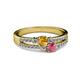 2 - Zaira Citrine and Rhodolite Garnet with Side Diamonds Split Shank Ring 