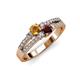 3 - Zaira Citrine and Red Garnet with Side Diamonds Split Shank Ring 