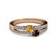 2 - Zaira Citrine and Red Garnet with Side Diamonds Split Shank Ring 