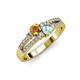 3 - Zaira Citrine and Aquamarine with Side Diamonds Split Shank Ring 