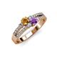 3 - Zaira Citrine and Amethyst with Side Diamonds Split Shank Ring 