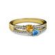 2 - Zaira Citrine and Blue Topaz with Side Diamonds Split Shank Ring 