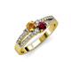 3 - Zaira Citrine and Ruby with Side Diamonds Split Shank Ring 
