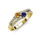 3 - Zaira Citrine and Blue Sapphire with Side Diamonds Split Shank Ring 