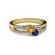 2 - Zaira Citrine and Blue Sapphire with Side Diamonds Split Shank Ring 