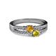 2 - Zaira Citrine and Yellow Sapphire with Side Diamonds Split Shank Ring 