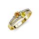 3 - Zaira Citrine and Yellow Sapphire with Side Diamonds Split Shank Ring 