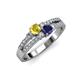 3 - Zaira Yellow and Blue Sapphire with Side Diamonds Split Shank Ring 