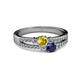 2 - Zaira Yellow and Blue Sapphire with Side Diamonds Split Shank Ring 