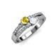 3 - Zaira Yellow and White Sapphire with Side Diamonds Split Shank Ring 