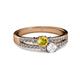 2 - Zaira Yellow and White Sapphire with Side Diamonds Split Shank Ring 