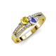 3 - Zaira Yellow Sapphire and Tanzanite with Side Diamonds Split Shank Ring 