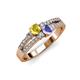 3 - Zaira Yellow Sapphire and Tanzanite with Side Diamonds Split Shank Ring 