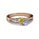 2 - Zaira Yellow Sapphire and Tanzanite with Side Diamonds Split Shank Ring 