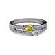 2 - Zaira Yellow Sapphire and Diamond with Side Diamonds Split Shank Ring 
