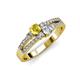 3 - Zaira Yellow Sapphire and Diamond with Side Diamonds Split Shank Ring 