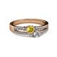 2 - Zaira Yellow Sapphire and Diamond with Side Diamonds Split Shank Ring 