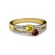 2 - Zaira Yellow Sapphire and Ruby with Side Diamonds Split Shank Ring 