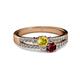 2 - Zaira Yellow Sapphire and Ruby with Side Diamonds Split Shank Ring 