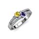 3 - Zaira Yellow Sapphire and Iolite with Side Diamonds Split Shank Ring 