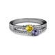 2 - Zaira Yellow Sapphire and Iolite with Side Diamonds Split Shank Ring 