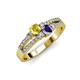 3 - Zaira Yellow Sapphire and Iolite with Side Diamonds Split Shank Ring 