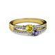 2 - Zaira Yellow Sapphire and Iolite with Side Diamonds Split Shank Ring 