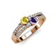 3 - Zaira Yellow Sapphire and Iolite with Side Diamonds Split Shank Ring 