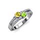 3 - Zaira Yellow Sapphire and Peridot with Side Diamonds Split Shank Ring 