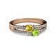 2 - Zaira Yellow Sapphire and Peridot with Side Diamonds Split Shank Ring 