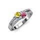 3 - Zaira Yellow Sapphire and Rhodolite Garnet with Side Diamonds Split Shank Ring 