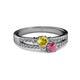 2 - Zaira Yellow Sapphire and Rhodolite Garnet with Side Diamonds Split Shank Ring 
