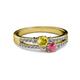 2 - Zaira Yellow Sapphire and Rhodolite Garnet with Side Diamonds Split Shank Ring 