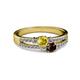 2 - Zaira Yellow Sapphire and Red Garnet with Side Diamonds Split Shank Ring 