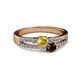 2 - Zaira Yellow Sapphire and Red Garnet with Side Diamonds Split Shank Ring 