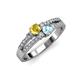 3 - Zaira Yellow Sapphire and Aquamarine with Side Diamonds Split Shank Ring 