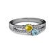 2 - Zaira Yellow Sapphire and Aquamarine with Side Diamonds Split Shank Ring 