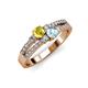 3 - Zaira Yellow Sapphire and Aquamarine with Side Diamonds Split Shank Ring 